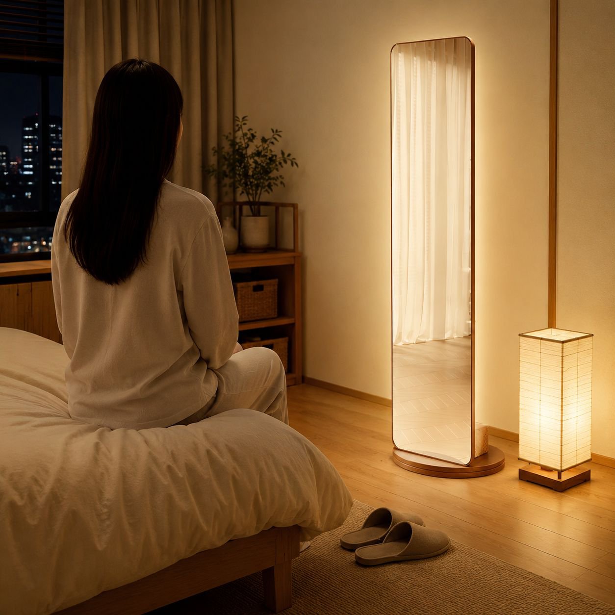 多用途で使えるハンガー付き全身ミラー