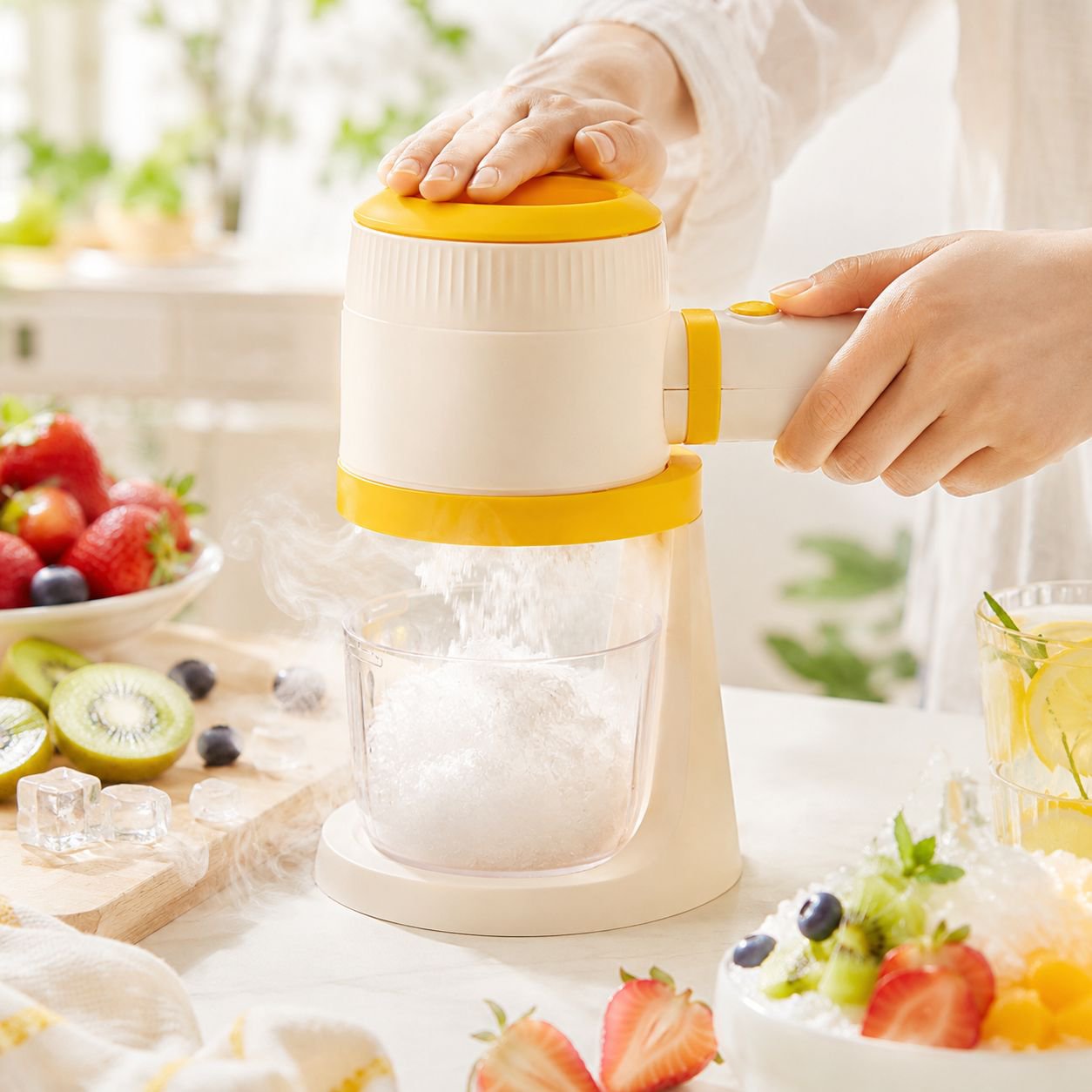 Electric ice shaver, smoothie maker for home use [1-second ice dispensing], suitable for all ice typ