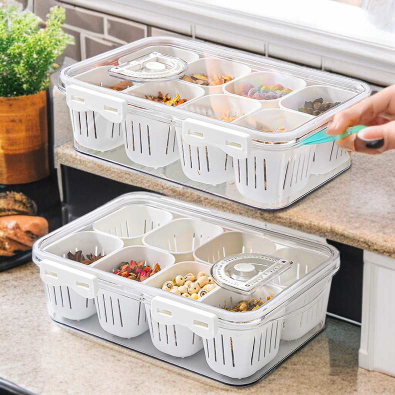 Compartmentalized storage box for snacks and meal prep