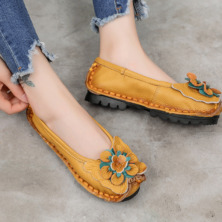 【花飾りパンプス】柔らか・防滑・耐磨耗・疲れにくい・丁寧な縫製