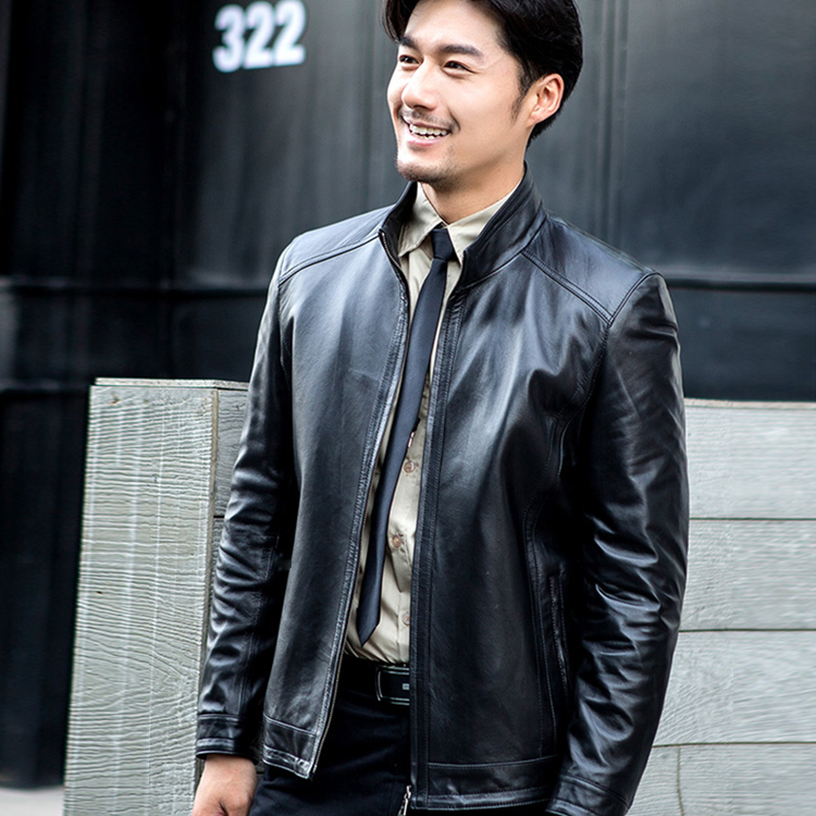 男士立領純羊皮皮衣