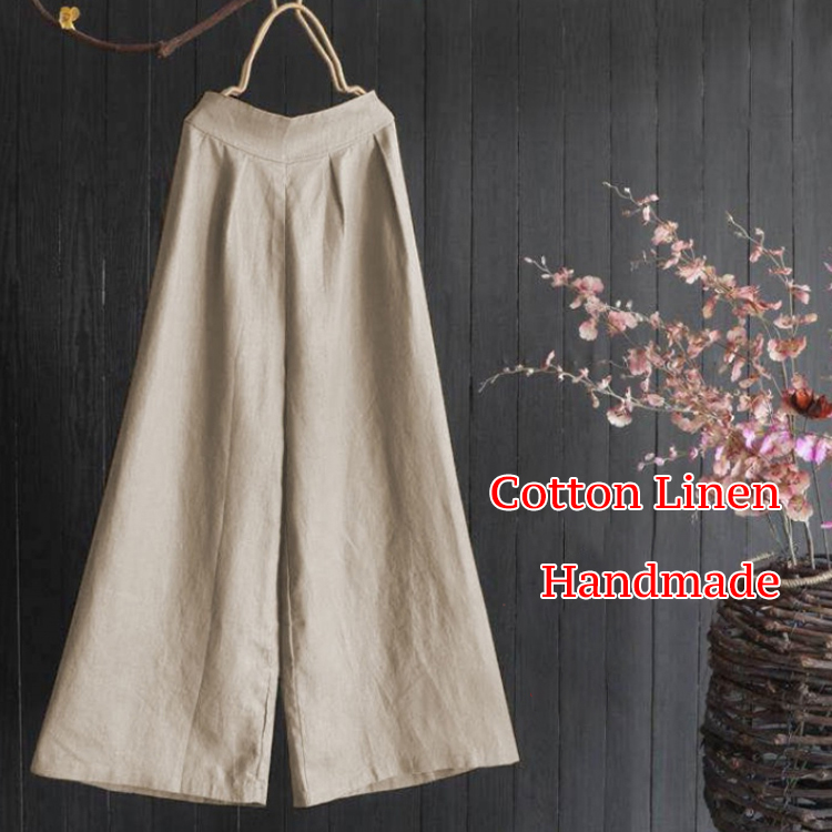 High Waist Cotton Linen Loose Pants