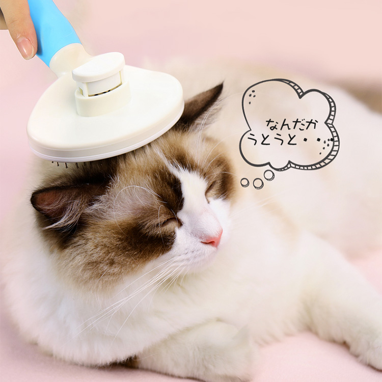 【ペットブラシ】肌に優しい丸めなヘッド部、使用便利・簡単、ペットを飼う人に欠かせない