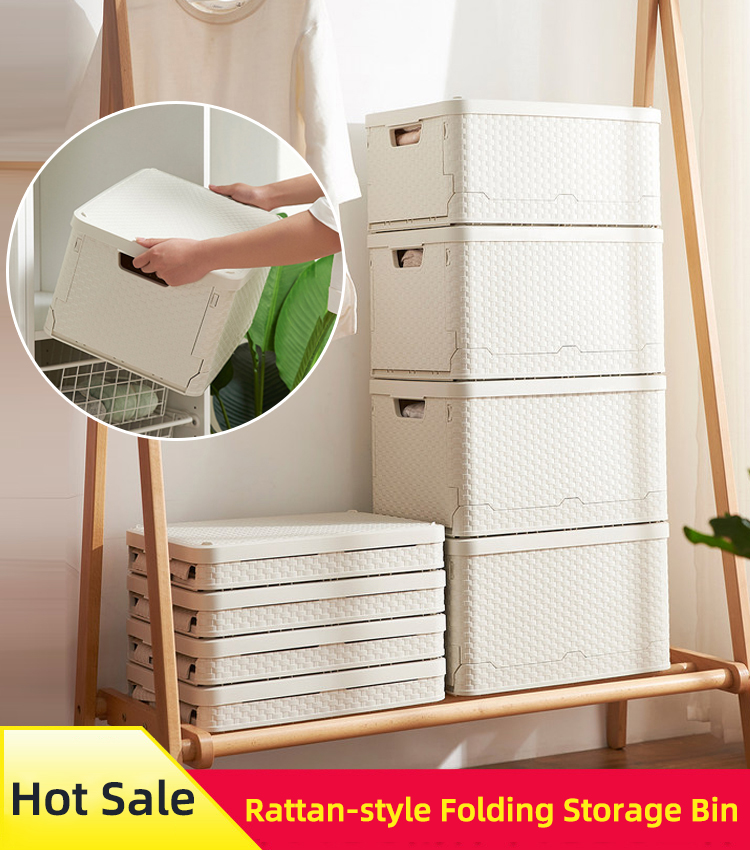 Rattan-style Folding Storage Bin