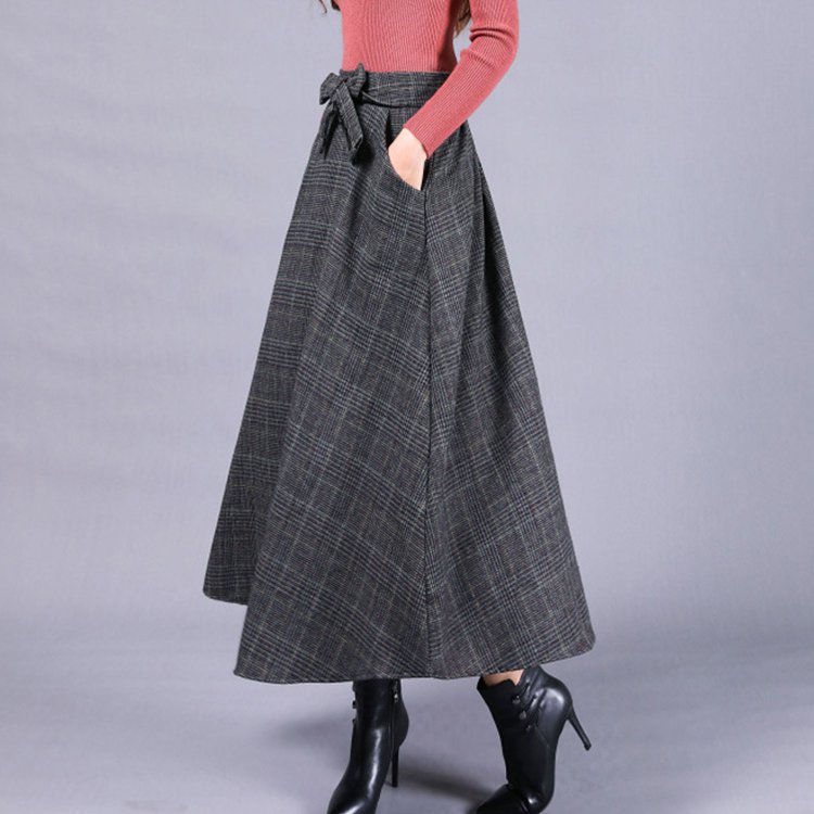 【ロング丈スカート】上質カシミヤ素材を贅沢に使用、シワ防止、程良い落ち感、体型カバー。