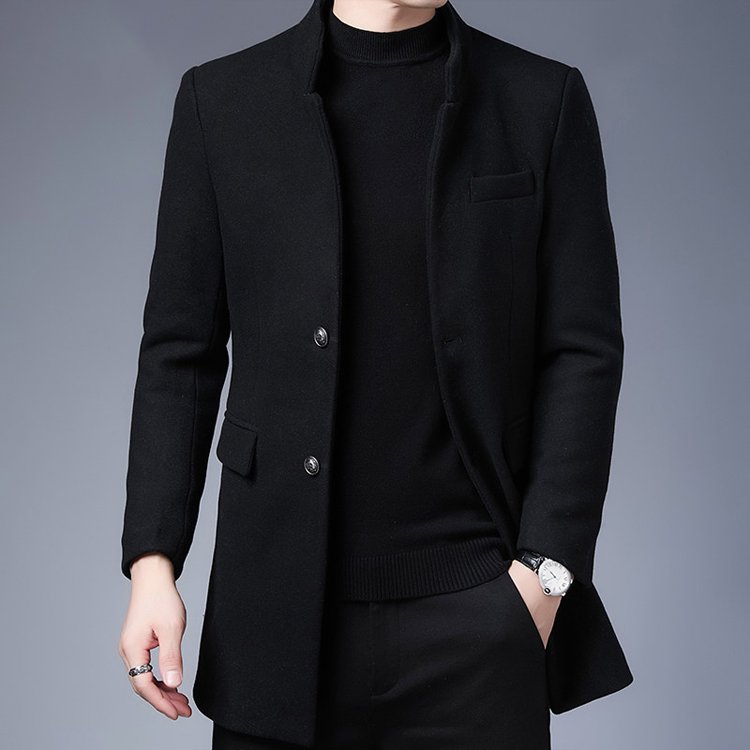 男士毛呢中長款風衣