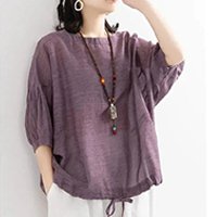 5分袖リネンシャツ