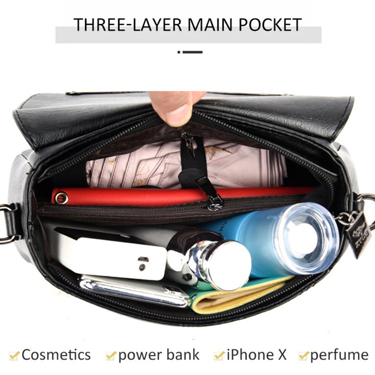 Solid Color Genuine Leather Messenger Bag