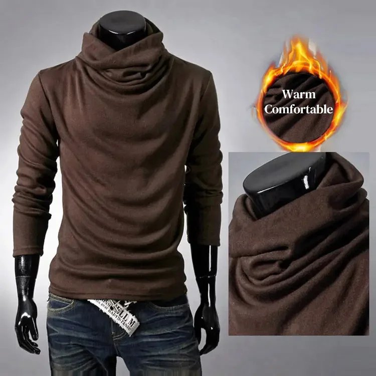 Men‘s knitted sweater turtleneck pile collar bottoming shirt