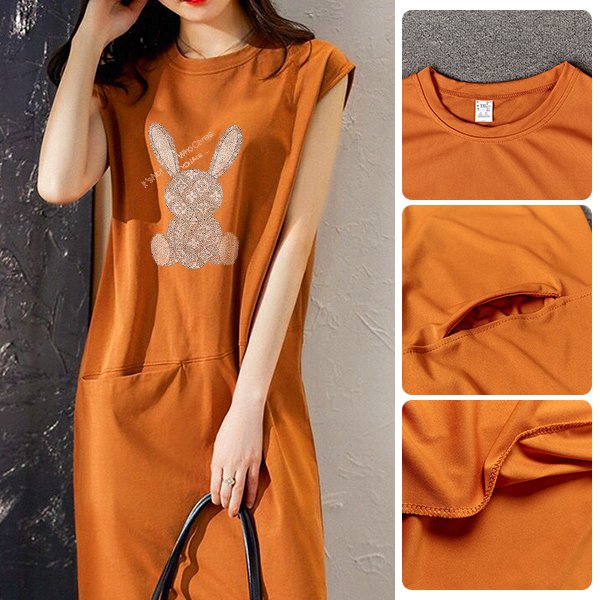 ゆったり着痩せ可愛いノースリーブワンピース