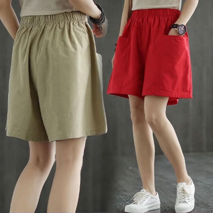 여성 루즈핏 면 마 반바지