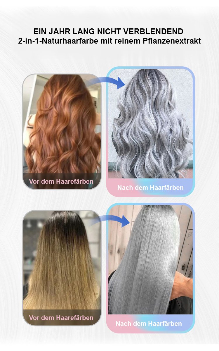 【Ein Jahr farbecht】Reines pflanzliches Extrakt 2-in-1 natürlicher Haarfärbemittel