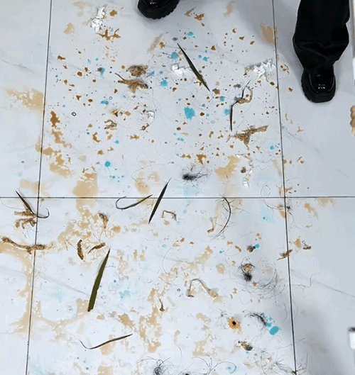 가정용 밀대로 바닥 청소하는 모습