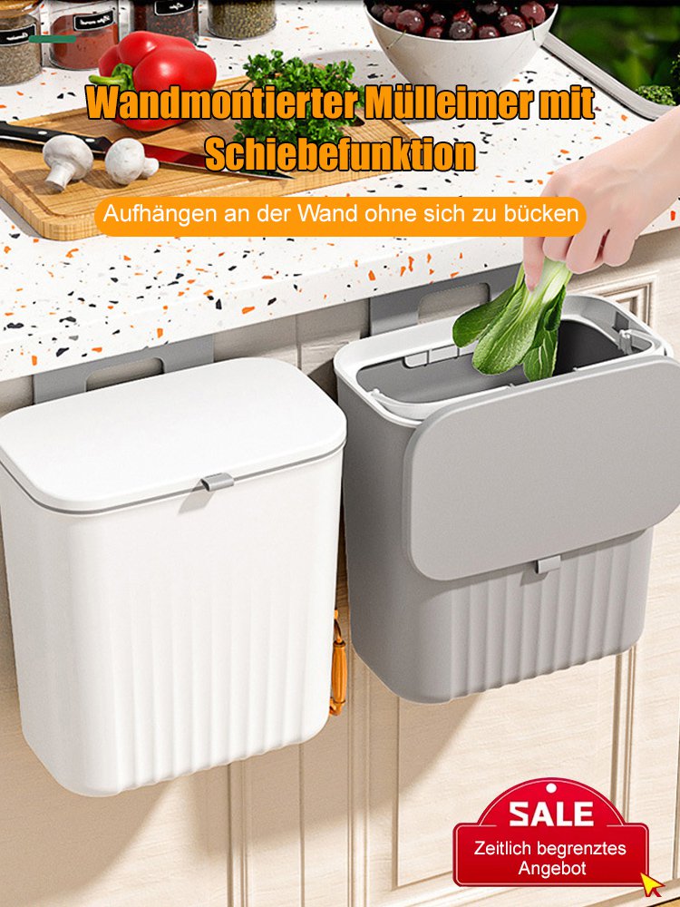 Hängender Mülleimer mit Schiebedeckel und Deckel