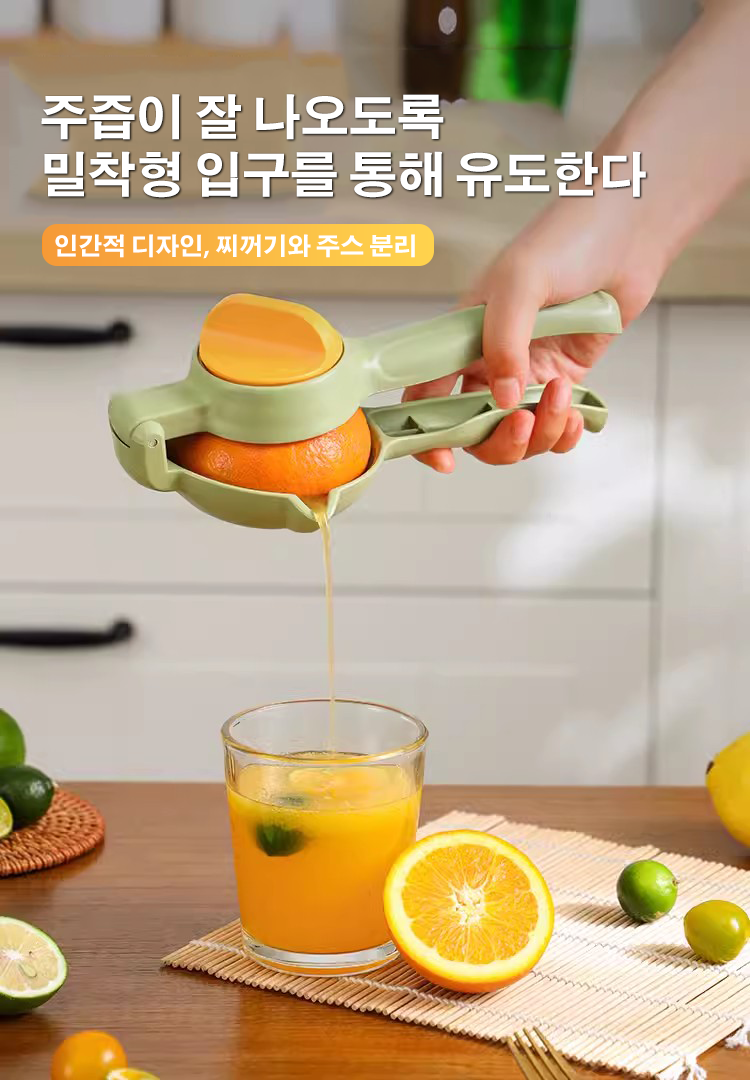 신선한 과일로 만든 주스와 착즙기