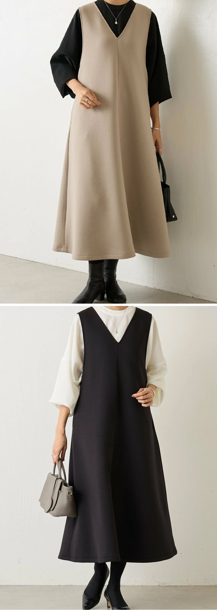 後ろ姿のノースリーブロングワンピース