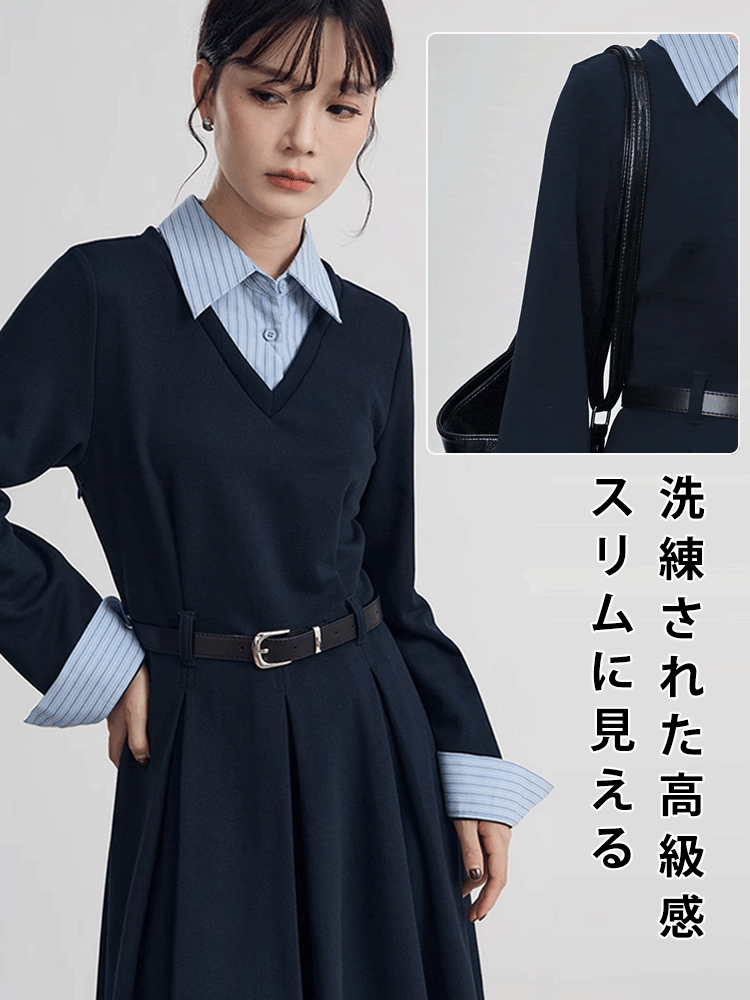 韓国風レイヤードスタイルスウェットワンピース