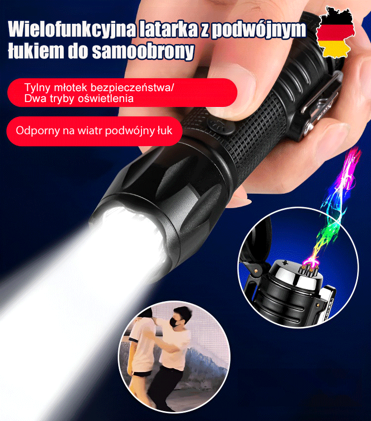 Samoobrona Dual Arc - Wielofunkcyjna latarka