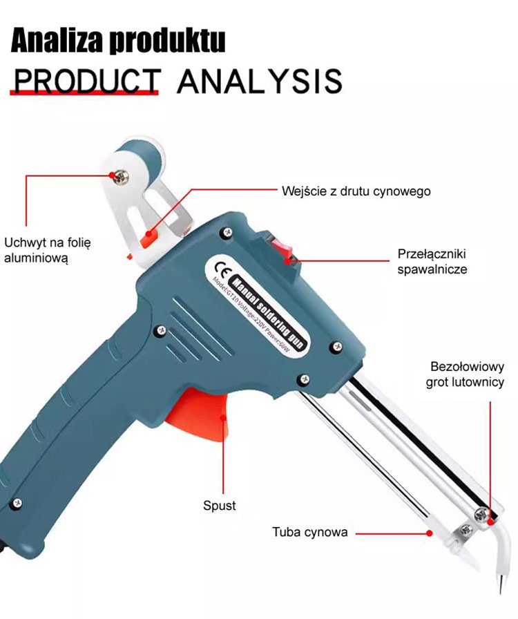 Zestaw lutownicy z podgrzewaniem wewnętrznym, 5 części.
