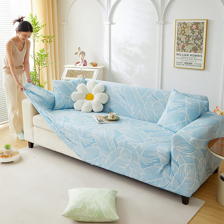 giipet-フルカバー冷感ストレッチソファカバー優雅なフェザー柄プリント