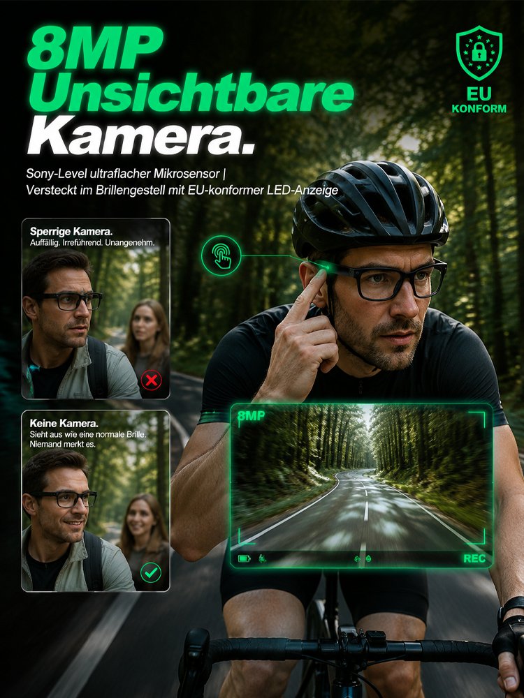 AI Übersetzungs-Smartbrille mit 8MP Kamera, Farbwechsel und Telefonfunktion