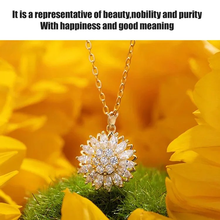 Sunflower Full Diamond Pendant Necklace