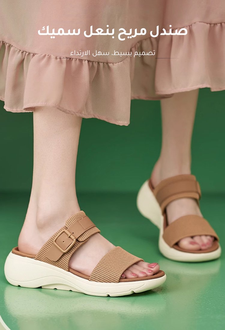 صندل مريح خفيف نسائي إيطالي مقاوم للانزلاق بنعل سميك