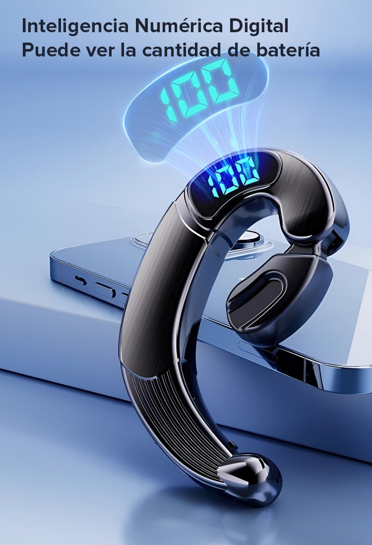 Auriculares de conducción ósea con pantalla numérica de larga duración