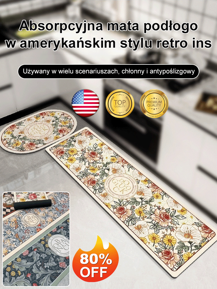 Chłonna mata podłogowa w amerykańskim stylu retro