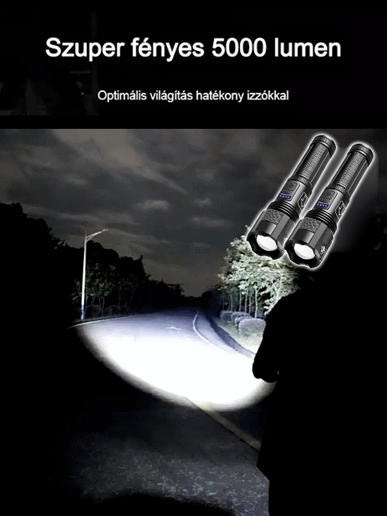 Fókuszálható lámpa elemtartóval