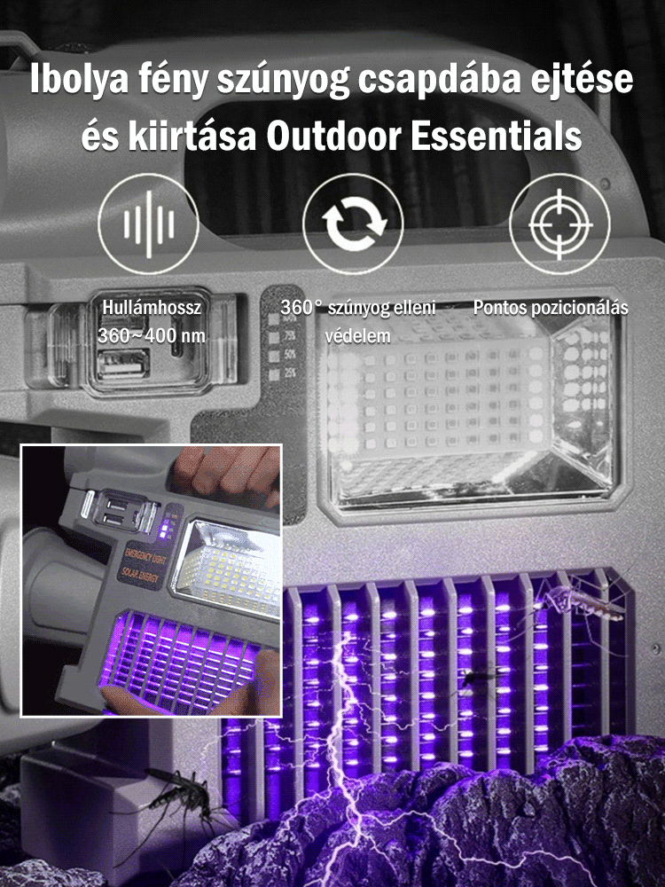 Többfunkciós vészvilágítás szúnyogirtáshoz