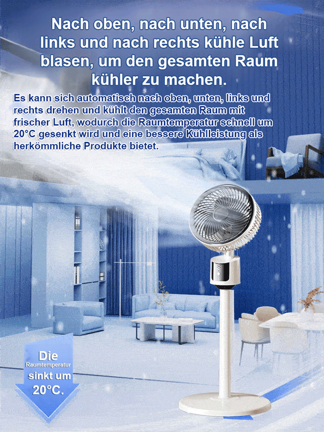 Der geräuscharm Standventilator mit Energiesparmodus und Zirkulationsfunktion