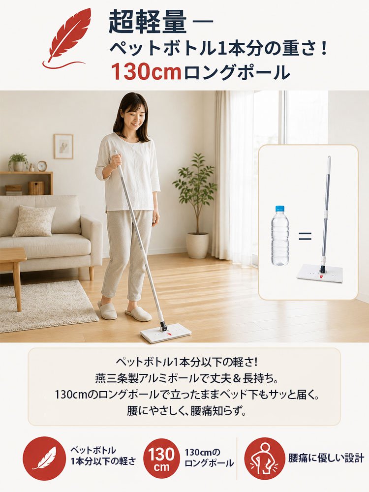 手を汚さずサッと掃除クリップ式ミニモップ
