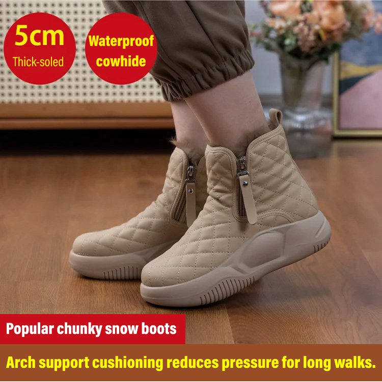 Thick-soled fur-lined anti-slip snow boots