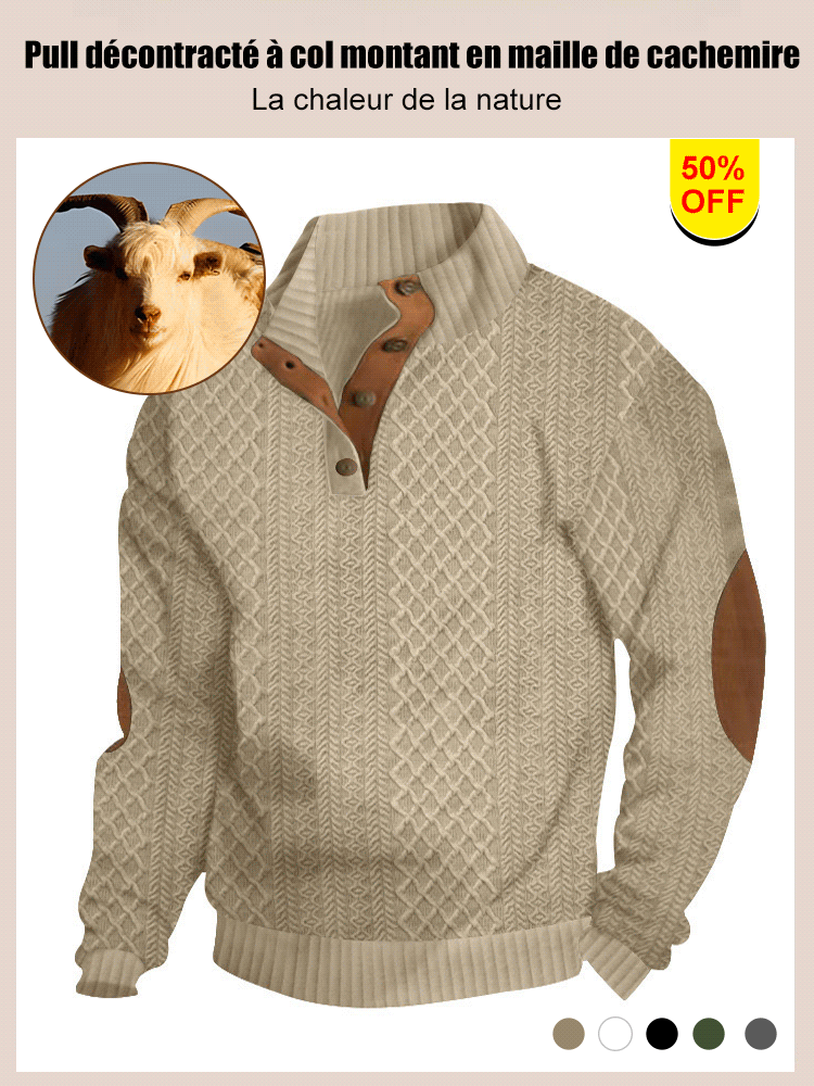 Pull décontracté à col montant en maille jacquard