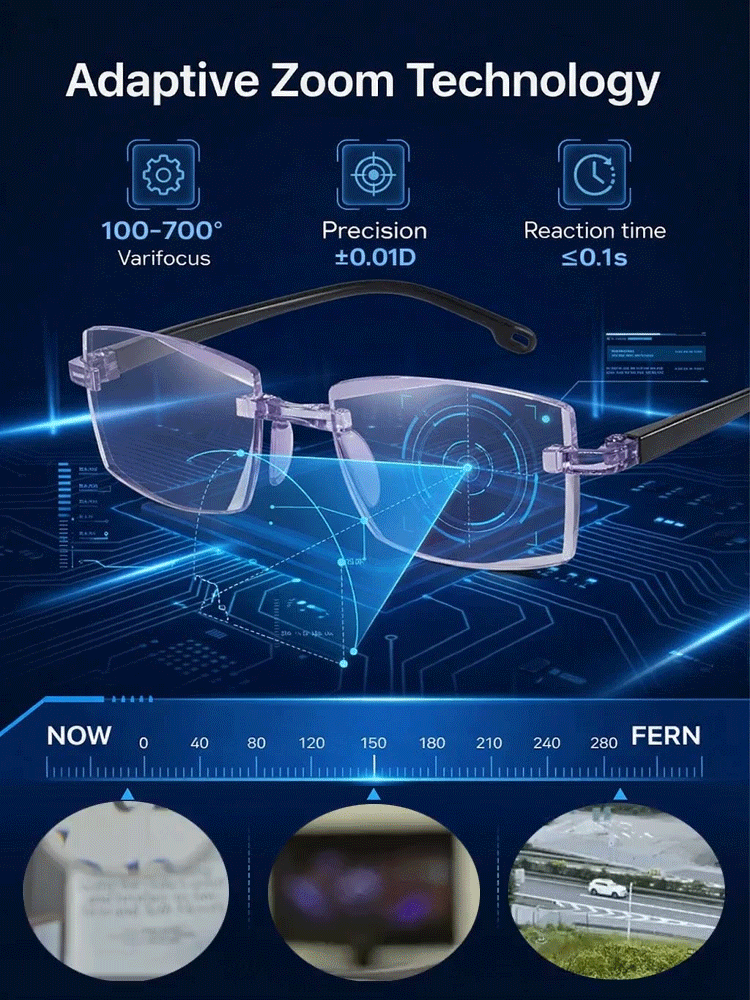 [Auto-Focus from -7D to +7D] Smart Zoom Comfort Reading Glasses
