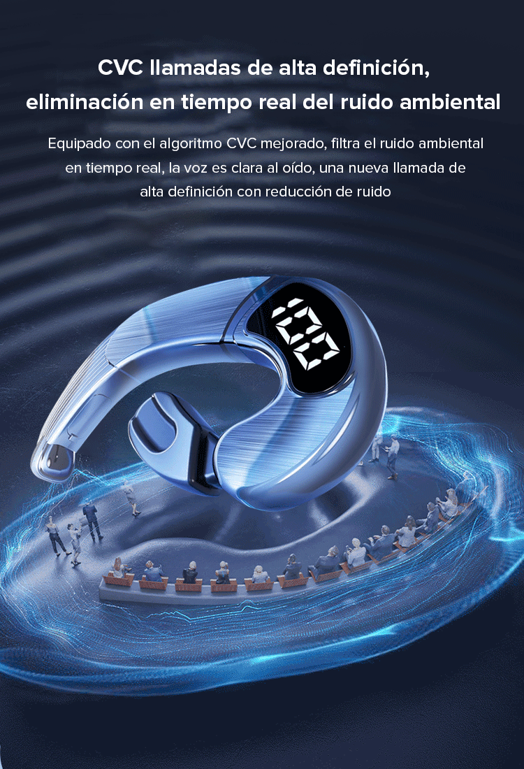 Auriculares de conducción ósea con pantalla numérica de larga duración
