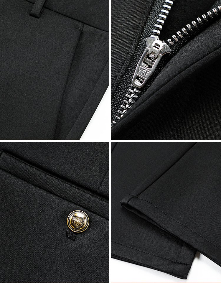 Straight padded business suit pants men