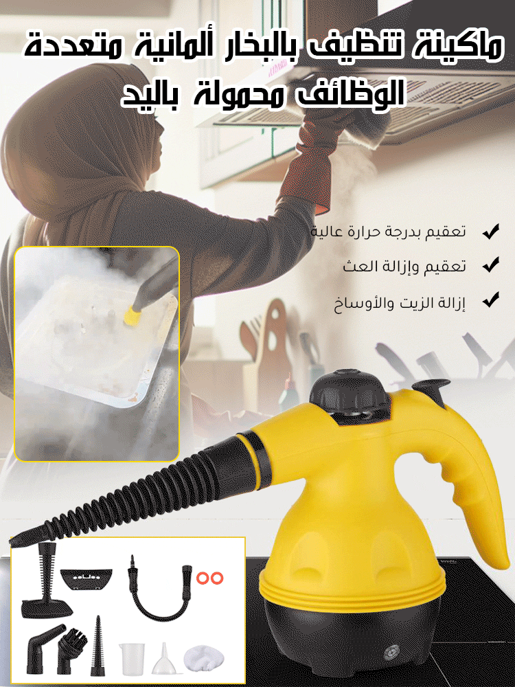 ماكينة تنظيف بالبخار ألمانية متعددة الوظائف محمولة باليد