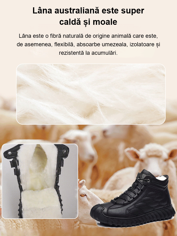 Cizme de zăpadă confortabile și călduroase cu vârf mijlociu