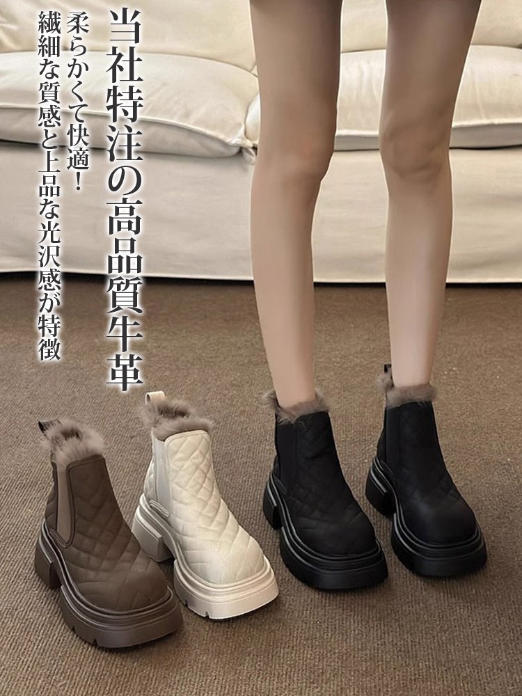 ラウンドトゥ暖かショートブーツ