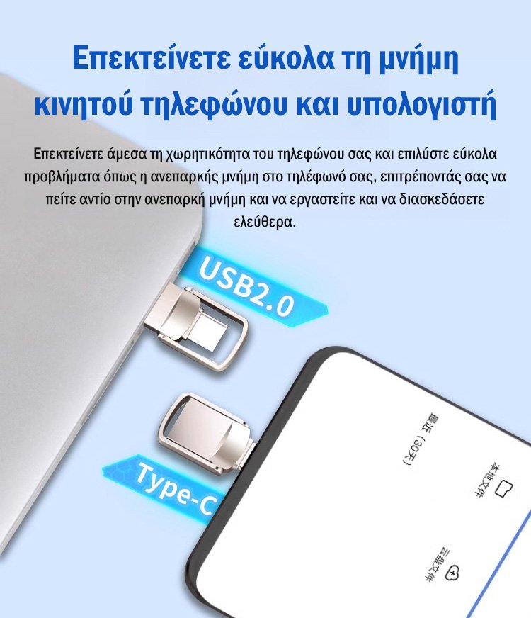 Υψηλής ταχύτητας διπλής διεπαφής USB flash drive