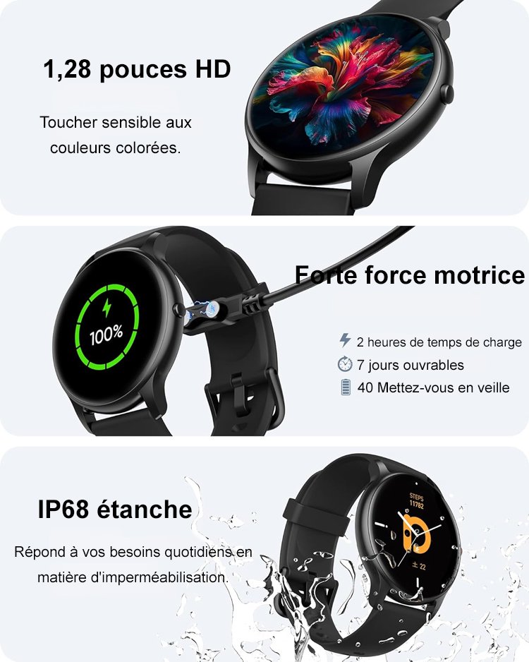 Montre de sport avec surveillance de la fréquence cardiaque et de la pression artérielle D18