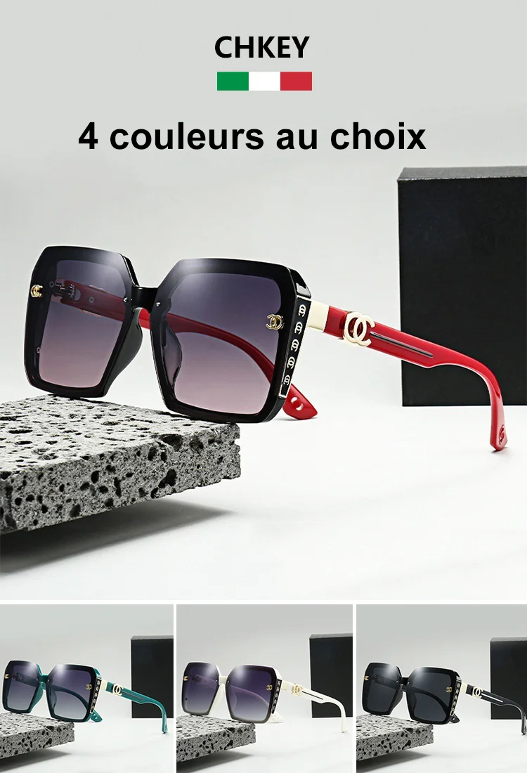 Lunettes de soleil légères de luxe à monture dorée dégradée