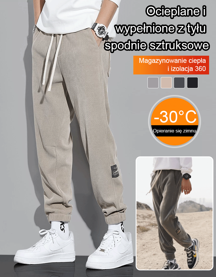 Zimowe spodnie sztruksowe z wkładką dla mężczyzn