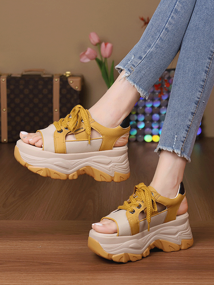 캐주얼 통굽 오픈 토어 샌들