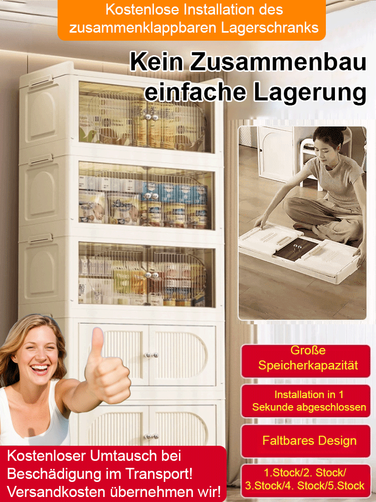Frei installierbarer, zusammenklappbarer Lagerschrank