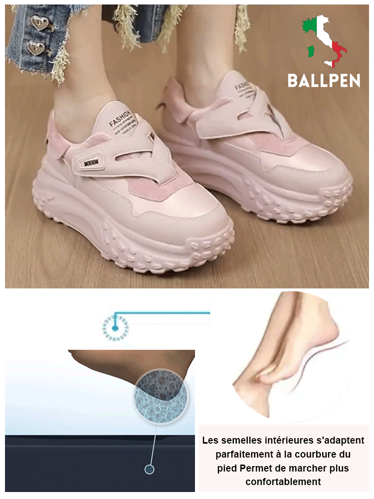 Baskets polyvalentes à semelle épaisse et à relief velcro