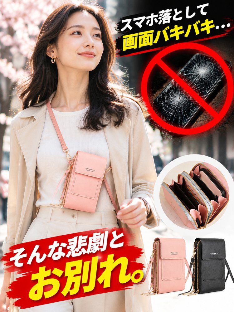 【百年の革工房】タッチ操作対応多収納ショルダーバッグ