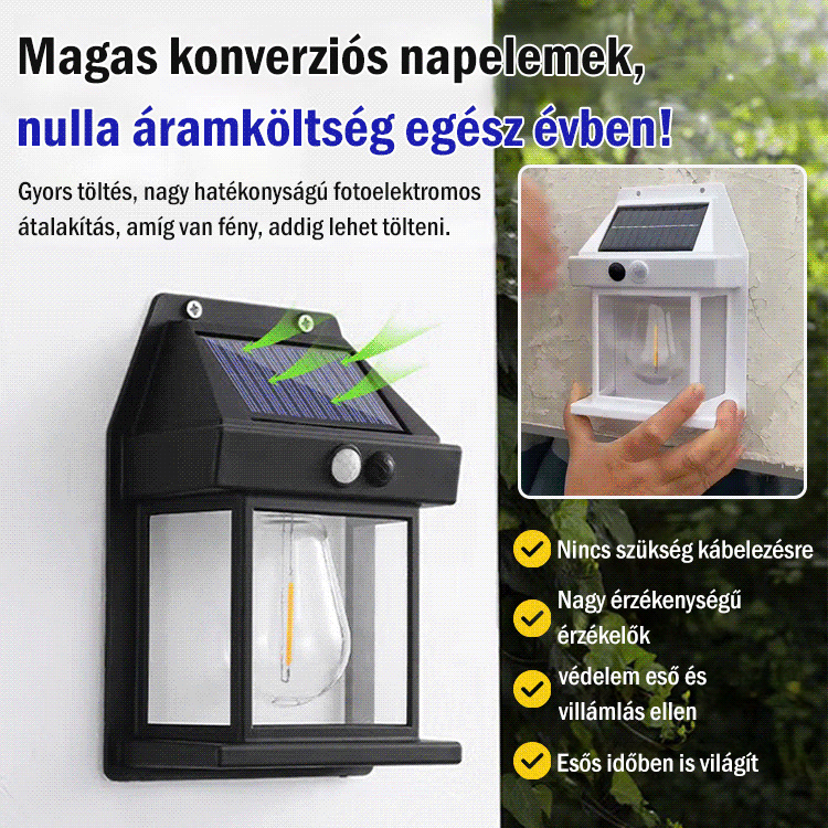 Napelemes kültéri LED udvarlámpa
